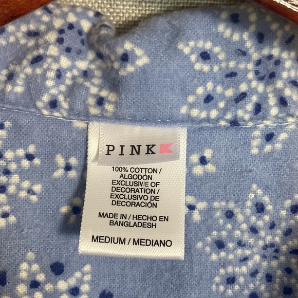 Pink K 100% cotton women’s Sleep Short Robe with long sleeves. Size M - Picture 5 of 5